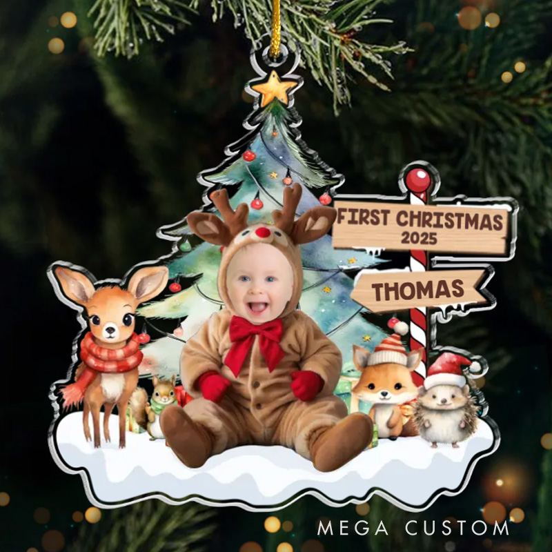 Personalized Photo Under The Mistletoe With My Little Bundle Of Joy Christmas Gift for Baby