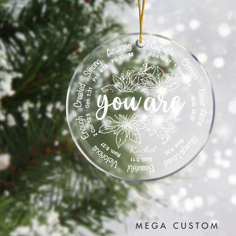 Personalized you are Bible Verse Acrylic Circle Ornament with Name Religious Gift Birthday Gift for Women