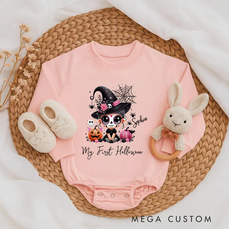 Personalized My First Halloween Baby Sugar Skull Baby Bodysuit