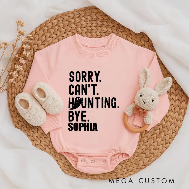 Personalized Sorry Can't Haunting Bye Baby Bodysuit with Playful Halloween Ghost Message