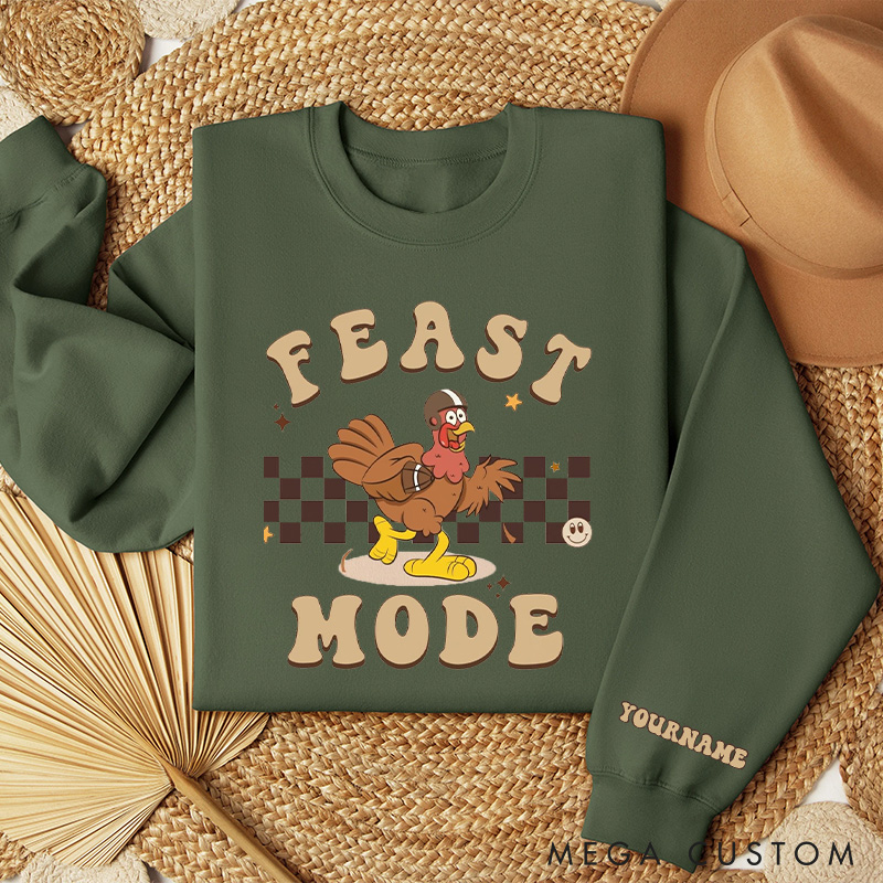 Personalized Thanksgiving American Football Turkey Sweatshirt with Custom Name, Thanksgiving Fun Awaits