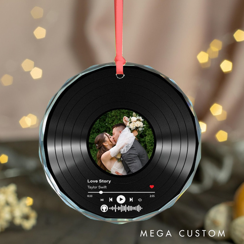 Personalized Song Photo Ornament and Couple Song Ornament Personalized Album Cover Music Plaque Acrylic Record Plaque Music Gift