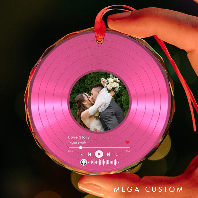 Personalized Song Photo Ornament and Couple Song Ornament Personalized Album Cover Music Plaque Acrylic Record Plaque Music Gift