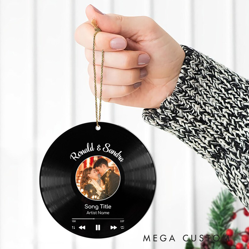 Personalized Couple Photo Ornament and Song Photo Ornament Personalized Album Cover Music Plaque Acrylic Record Plaque Music Gift