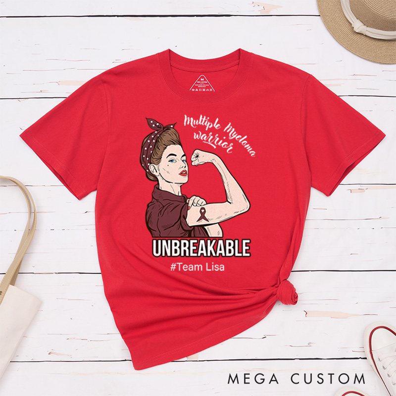 Personalized Multiple Myeloma Awareness Warrior Unbreakable T-Shirt