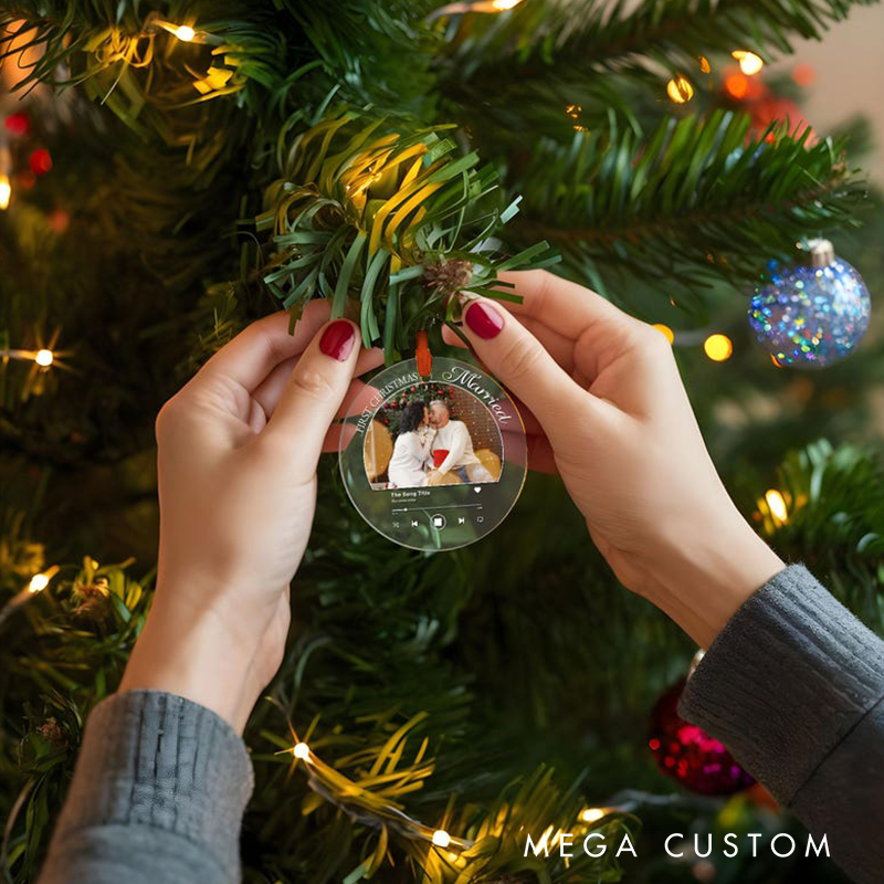 Personalized Couple Photo and Song Ornament Personalized Album Cover Music Plaque Acrylic Record Plaque Music Gift