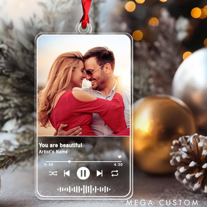 Personalized Song Photo Ornament Custom Song Name Christmas Couple Ornament and Custom Photo Couple Ornament and Love Song Ornament