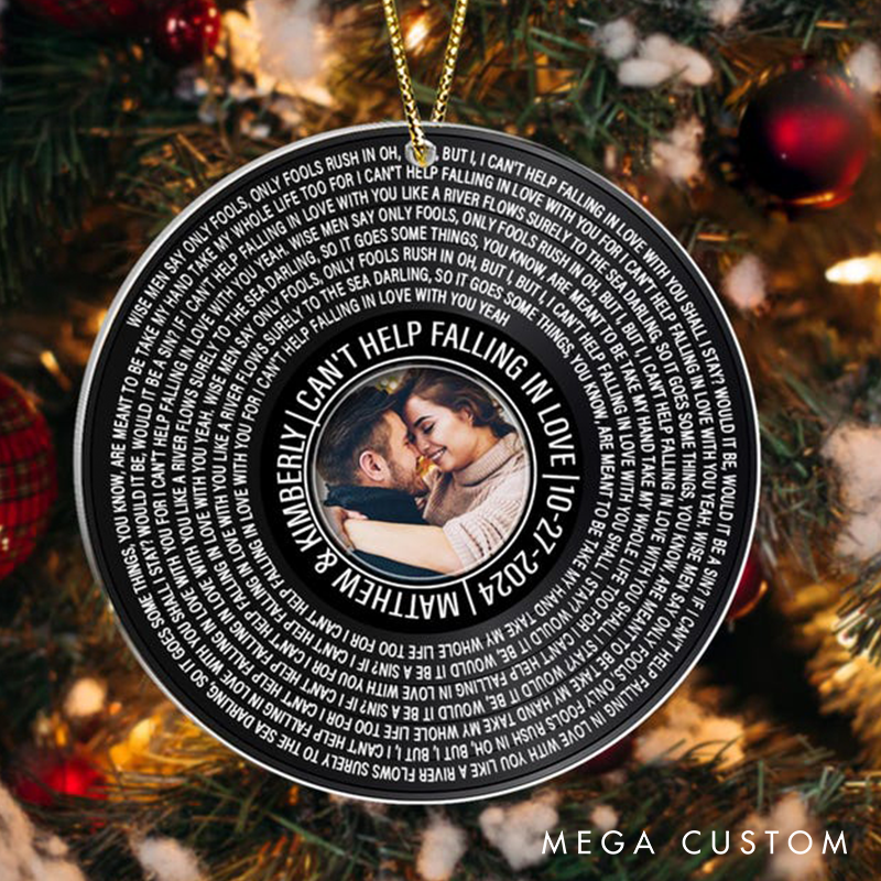 Personalized Song Photo Ornament and Couple Vinyl Record Christmas Ornament and Personalized Couple Photo Ornament