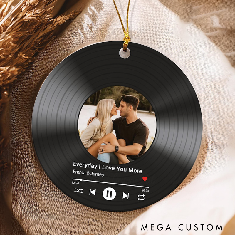 Personalized Song Photo Ornament and Couple Vinyl Record Christmas Ornament and Personalized Couple Song Photo Ornament and Couple Xmas Keepsake