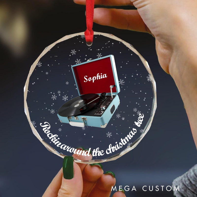 Personalized Vinyl Record Collection Glass Ornament and Personalized Ornament and Christmas Gift for Vinyl Lovers