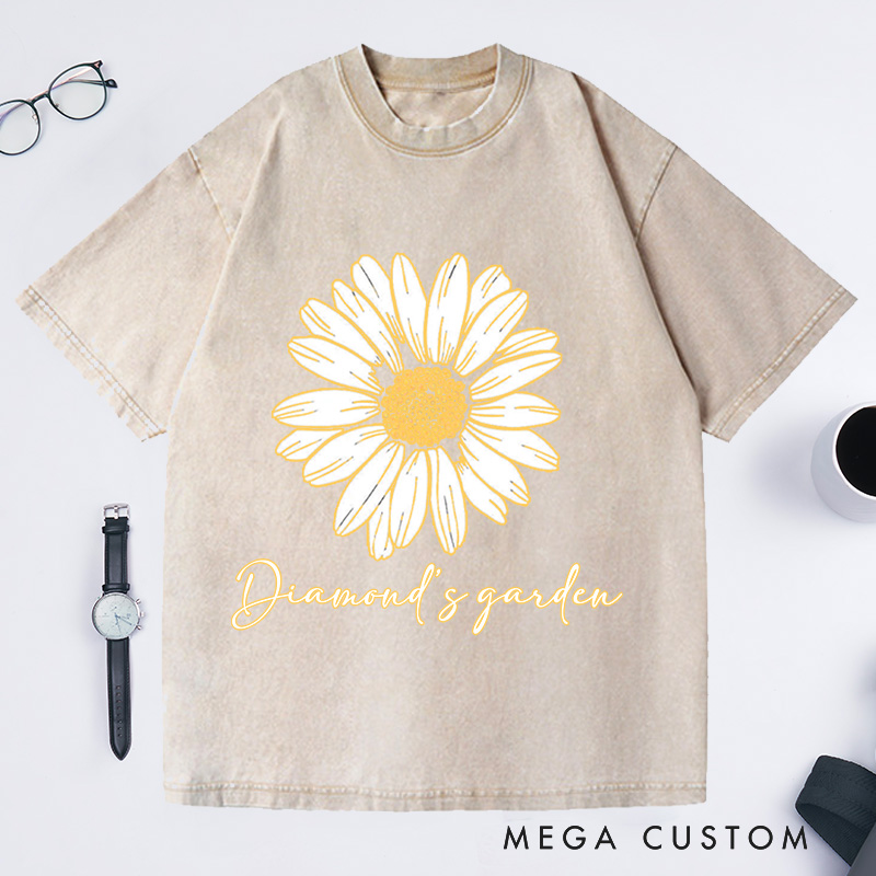 Personalized Daisy Washed T-Shirts Wildflower Shirt Floral Shirt Gift Plant Lover Gift Gardening Lover Gift Flower Tee Plant Lover Tee