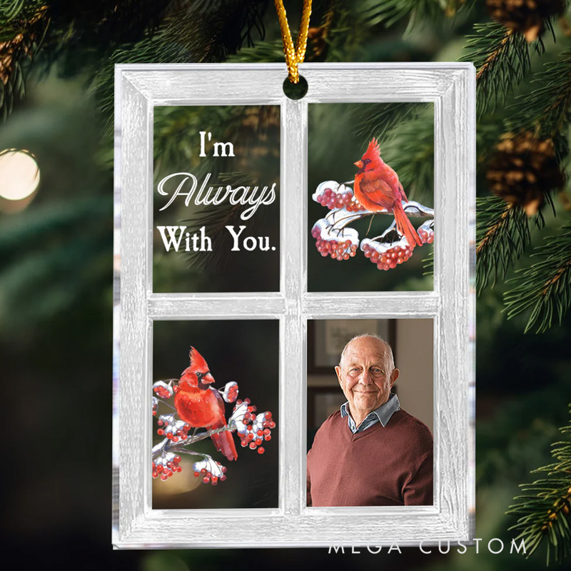 [Copy]Personalized Photo Christmas Ornament Although You Cannot See Us We Are Always With You Memorial Ornament Acrylic Heart Shaped Sympathy Gift