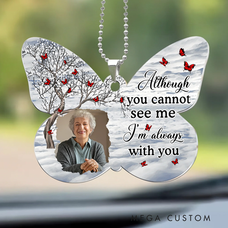 Personalized Photo Car Ornament Rear View Mirror Accessory Sympathy Gift For Loss of Loved One Your Wings Were Ready But My Heart Was Not 