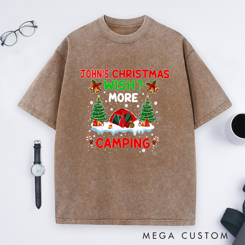 Personalized Merry Christmas Camper Washed T-Shirt Christmas Gift for Hiking Outdoors Lover 