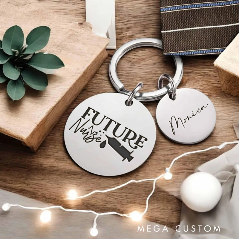 Personalized Nurse Stainless Steel Keychain Engraved Keychain Gift for Nurse Future Nurse Design Keychain