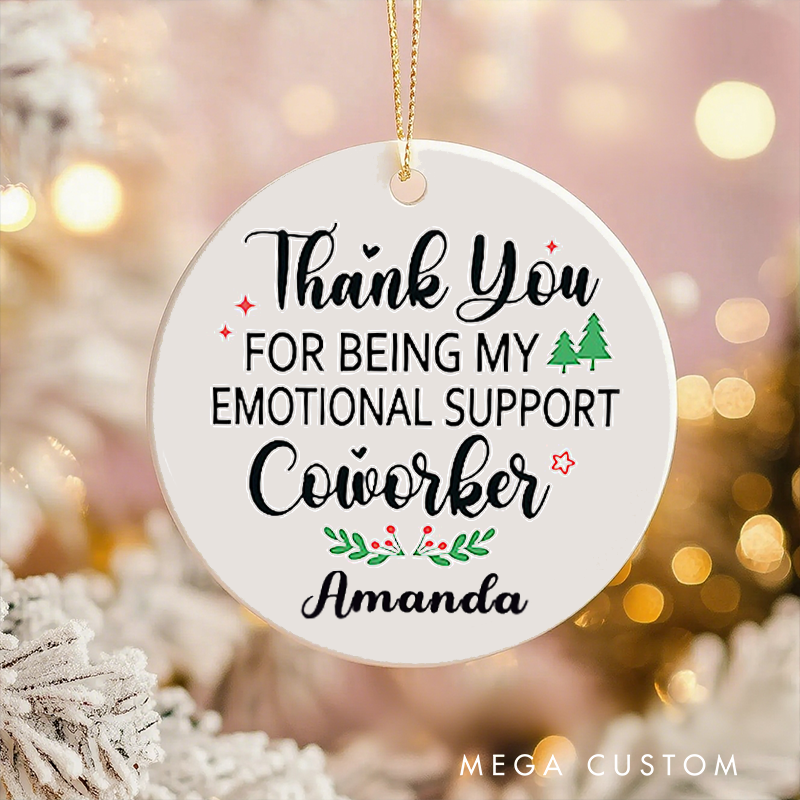 Personalized Office Worker Christmas Ornament Thank You for Being My Emotional Support Coworker Ornament Appreciation Gift for Coworkers