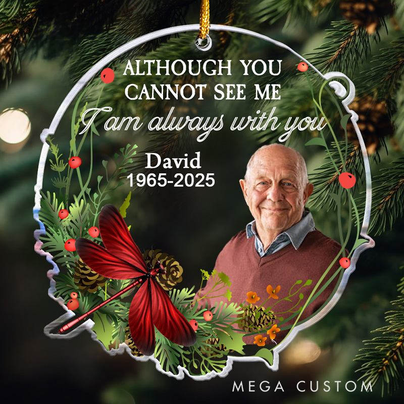 Personalized Memorial Ornament Custom Photo Name Year Cardinal Remembrance Keepsake