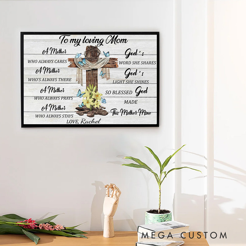 Personalized God's Word she Shares Framed Canvas Painting with Name Religious Wall Art Gift for Mother