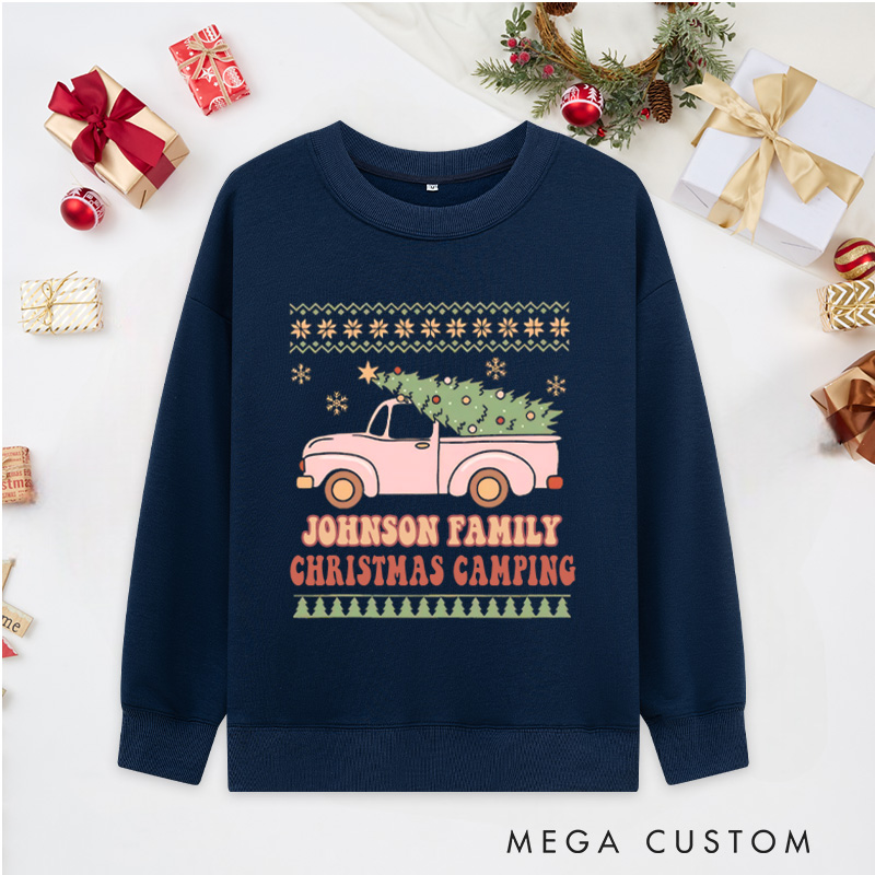 Personalized Family Christmas Camping Classic Sweatshirts Outdoor Adventure Sweatshirts Christmas Gift for Hiking Lover