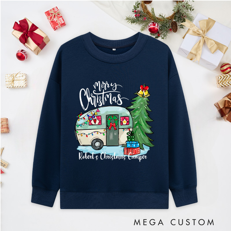 Personalized Camper Christmas Classic Sweatshirts Hiking Outdoors Lover Sweatshirts Christmas Gift