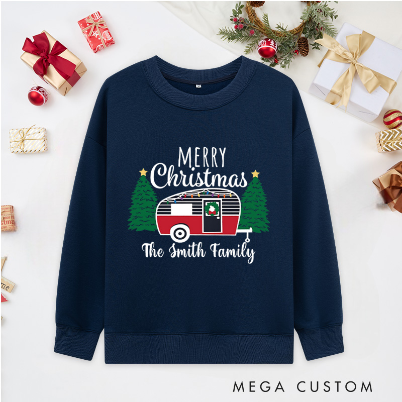 Personalized Cozy Camper Christmas Classic Sweatshirts Merry Christmas Sweatshirts Christmas Gift for Outdoors Lover