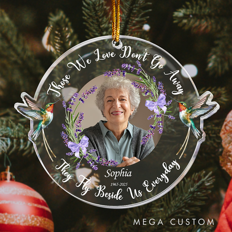 Personalized Memorial Hummingbird Ornament Acrylic Photo Ornament Sympathy Gift for Loss of Grandmother
