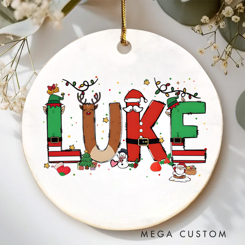 Personalized Christmas Ornaments with Name Santa Reindeer Ornament