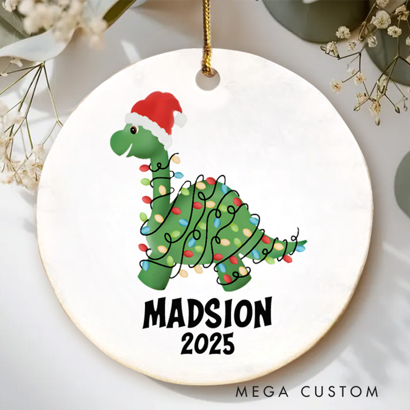 Personalized Dinosaur Christmas Ornament Cute Boys Christmas Ornament
