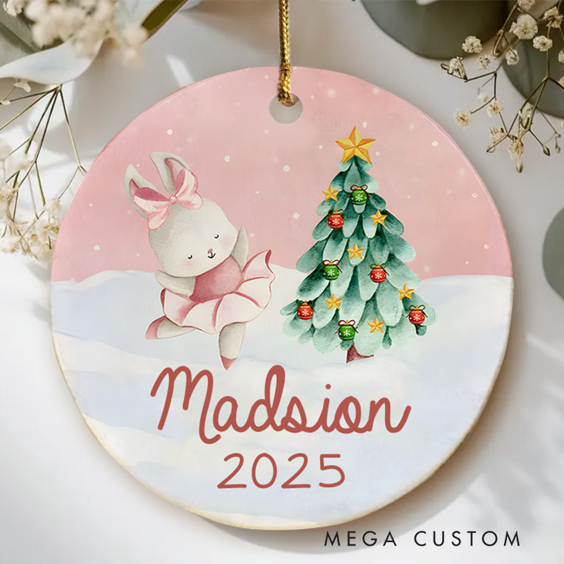Personalized Bunny Christmas Ornament with Name Xmas Gift
