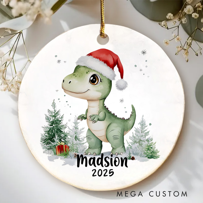 Personalized Christmas Dino Ornaments Xmas Gift Ornament with Name