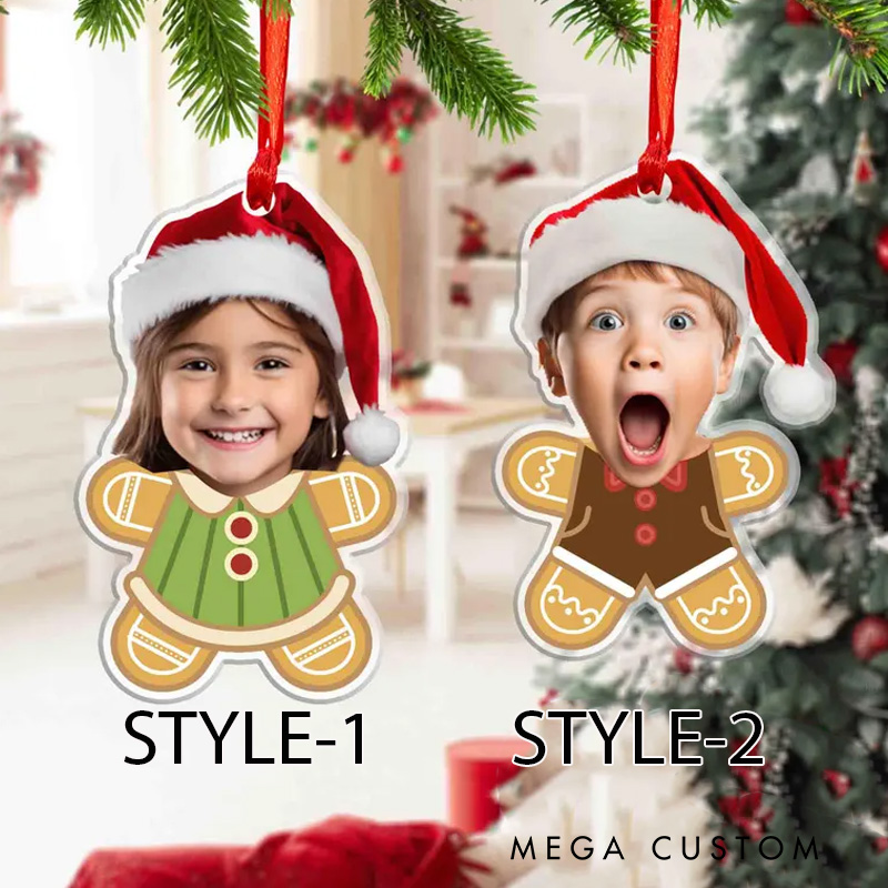 Personalized Photo Kids in Gingerbread Acrylic Ornament Xmas Gift for Kids