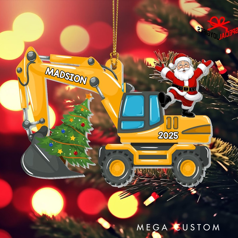 Personalized Xmas Excavator Construction Ornament Ornament Backhoe Xmas Gift