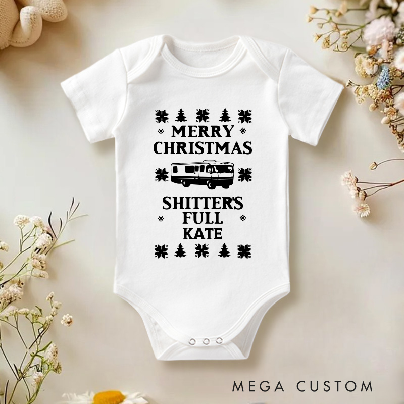 Personalized Merry Christmas Shitter's Full Baby Onesie Ugly Christmas Vacation Baby Onesie Newborn Gift