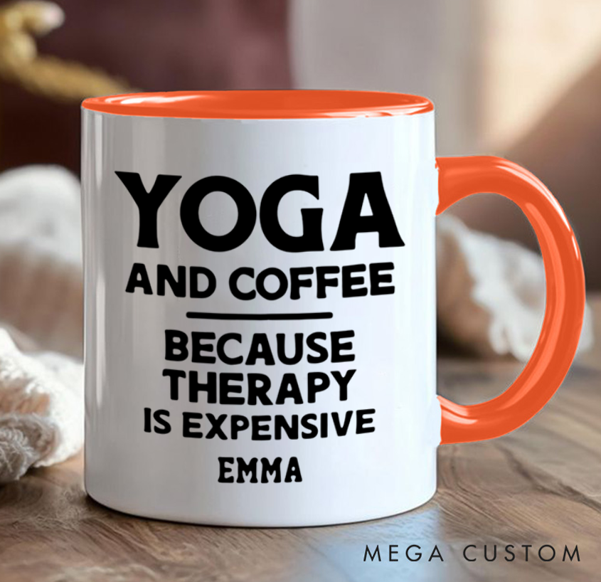 Personalized Yoga and Coffee Mug with Funny Quote Custom Name Perfect Gift for Yoga Lover