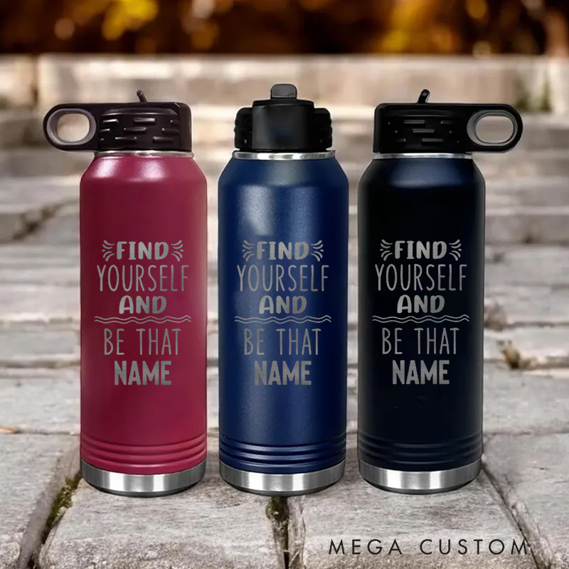 Personalized Yoga Water Bottles with Motivational Quote Custom Name Perfect Gift for Yoga Lover