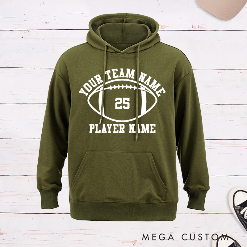 Personalized American Football Hoodie with Custom Team Name, Player Name and Number Design
