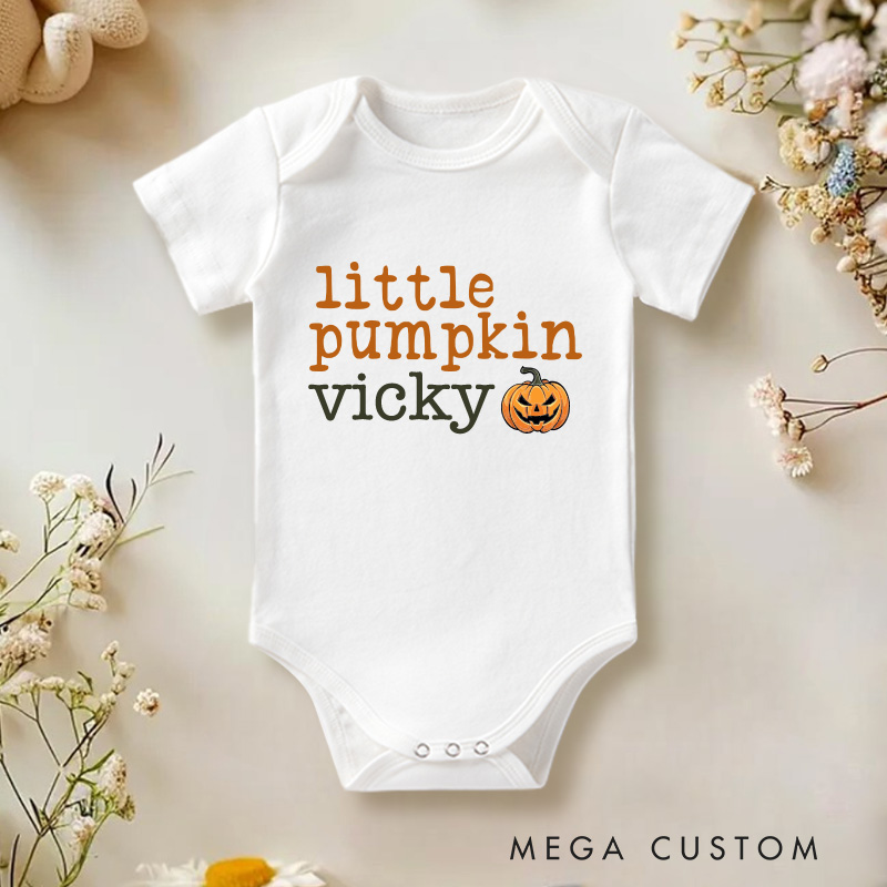 Personalized Little Cute Pumpkin Baby Onesie Fall Baby Gift Pumpkin Spice Gift