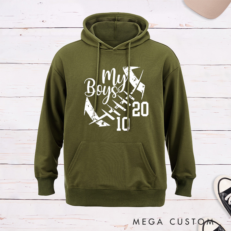 Personalized "My Boys" American Football Hoodie with Custom Number