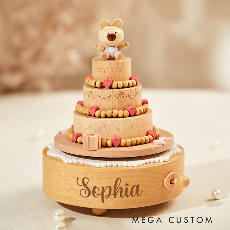 Personalized Musical Wooden Ballerina Carousel Keepsake Engraved Name Music Box Baby Shower Gift Newborn Gifts