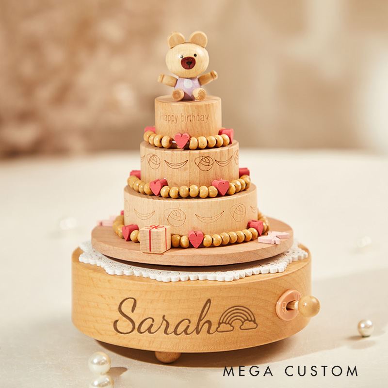Personalized Musical Wooden Ballerina Carousel Keepsake Engraved Name Music Box Baby Shower Gift Christmas Gift