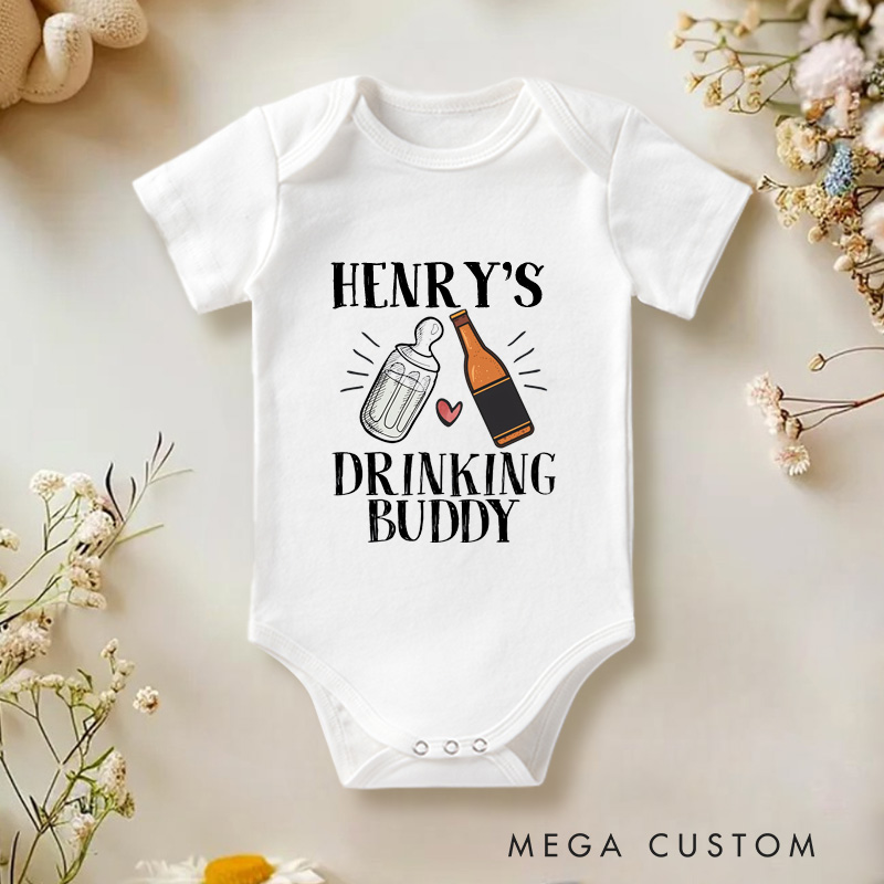 Personalized Daddy's Drinking Buddy Baby Onesie Dad Gift Onesie Baby Shower Gift