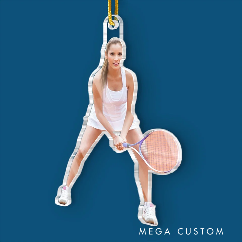Personalized Tennis Player Acrylic Ornament with Custom Photo Design