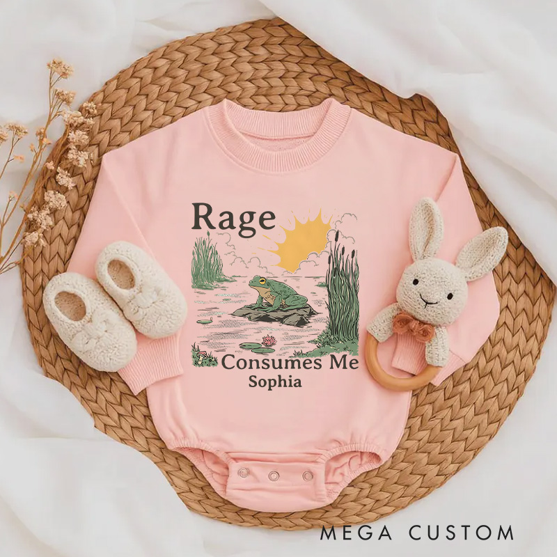 Personalized Humorous Rage Consumes Me Frog Pond Scene Baby Bodysuit