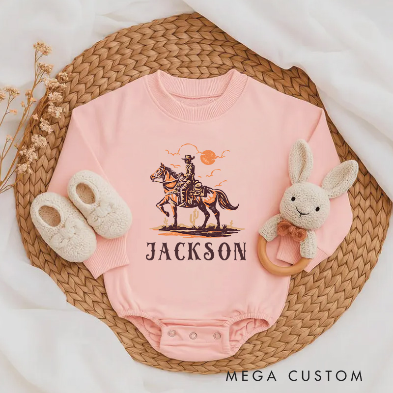 Personalized Cowboy Riding Horse Western Country Style Baby Bodysuit