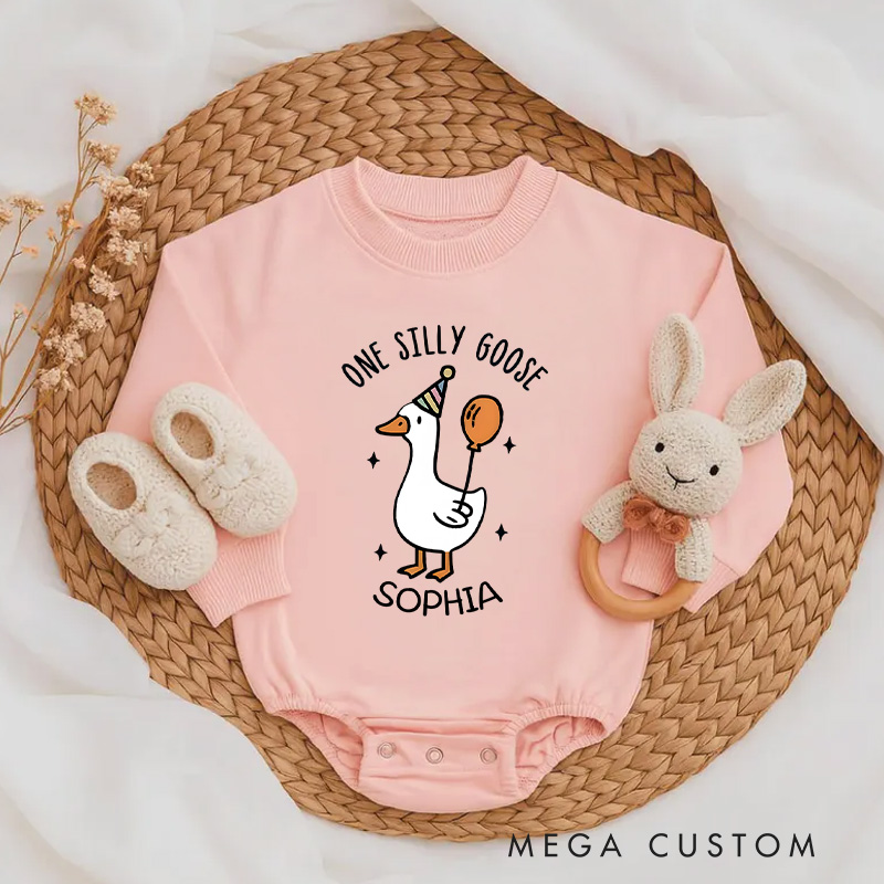 Personalized One Silly Goose Adorable Farm Animal Baby Bodysuit