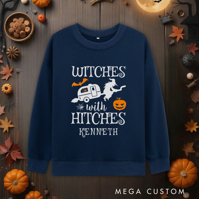 Personalized Witches with Hitches Sweatshirt Campers Life Sweatshirts Spooky Pumpkin Sweatshirt Halloween Gift Adventure Outdoor