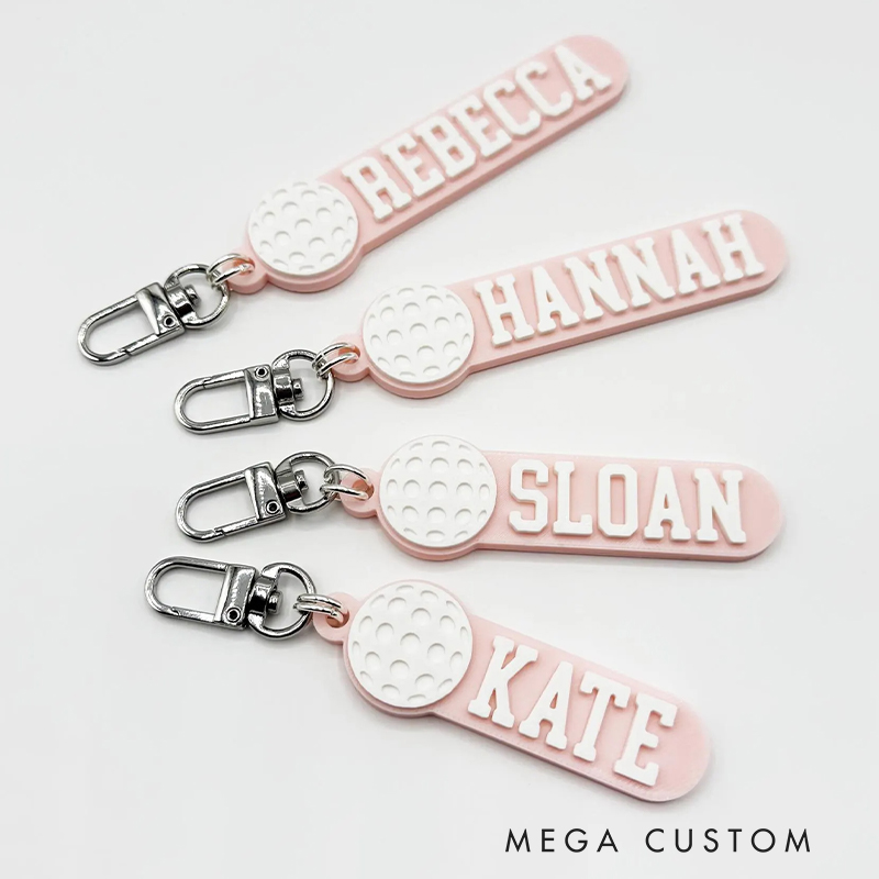 Personalized 3D Printed Golf Keychain with Custom Name and Color Options
