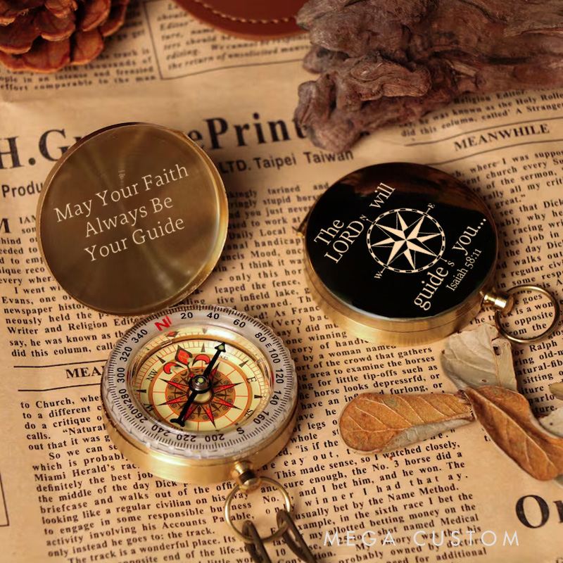Personalized the Lord will Guide You Isaiah 58:11 Luminous Compass with Text Religious Gift Christian Gift Faith Gift