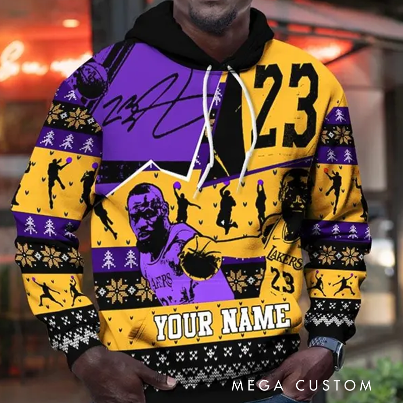 Personalized Basketball Hoodie with Custom Name and Iconic Player Design