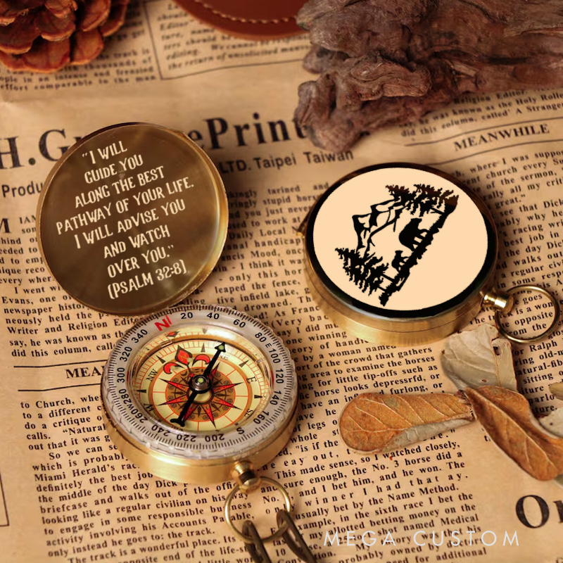 Personalized Bear Parent and Children Luminous Compass with Bible Verse Religious Gift Christian Gift Faith Gift